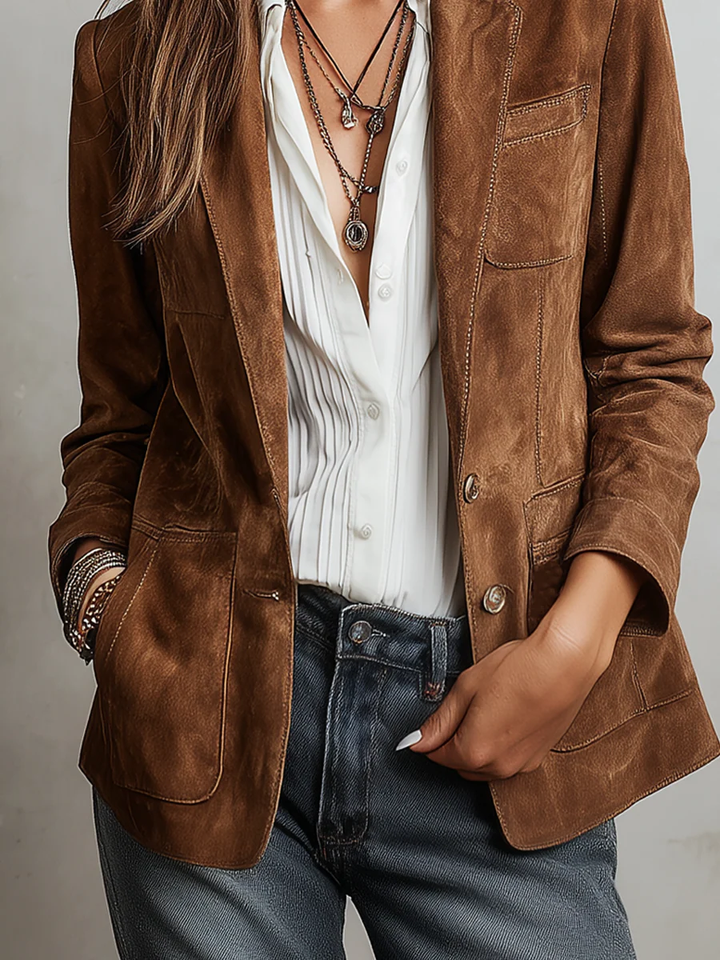 Greta | Blazer Donna Vintage con Revers e Tasche Applicate