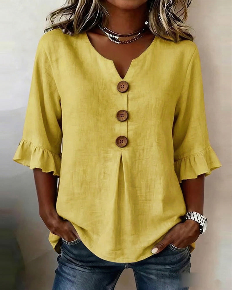 Marta | Blusa Donna con Colletto Arrotondato e Volant