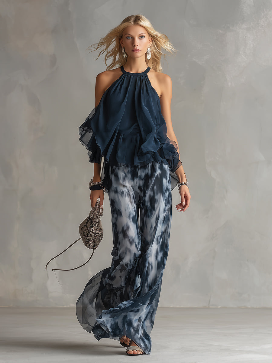 Marina | Completo Donna 2 Pezzi con Top Fluido e Pantaloni Palazzo