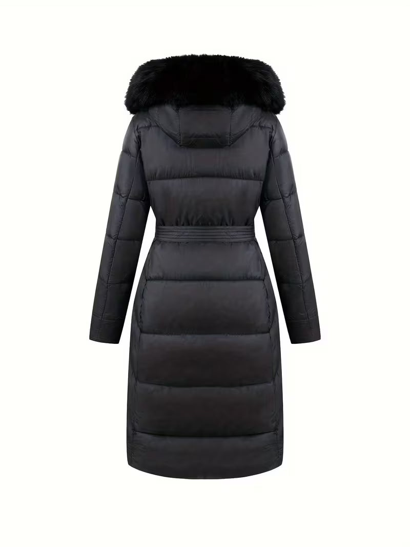 Amelia | Piumino Donna Lungo con Cappuccio e Cintura
