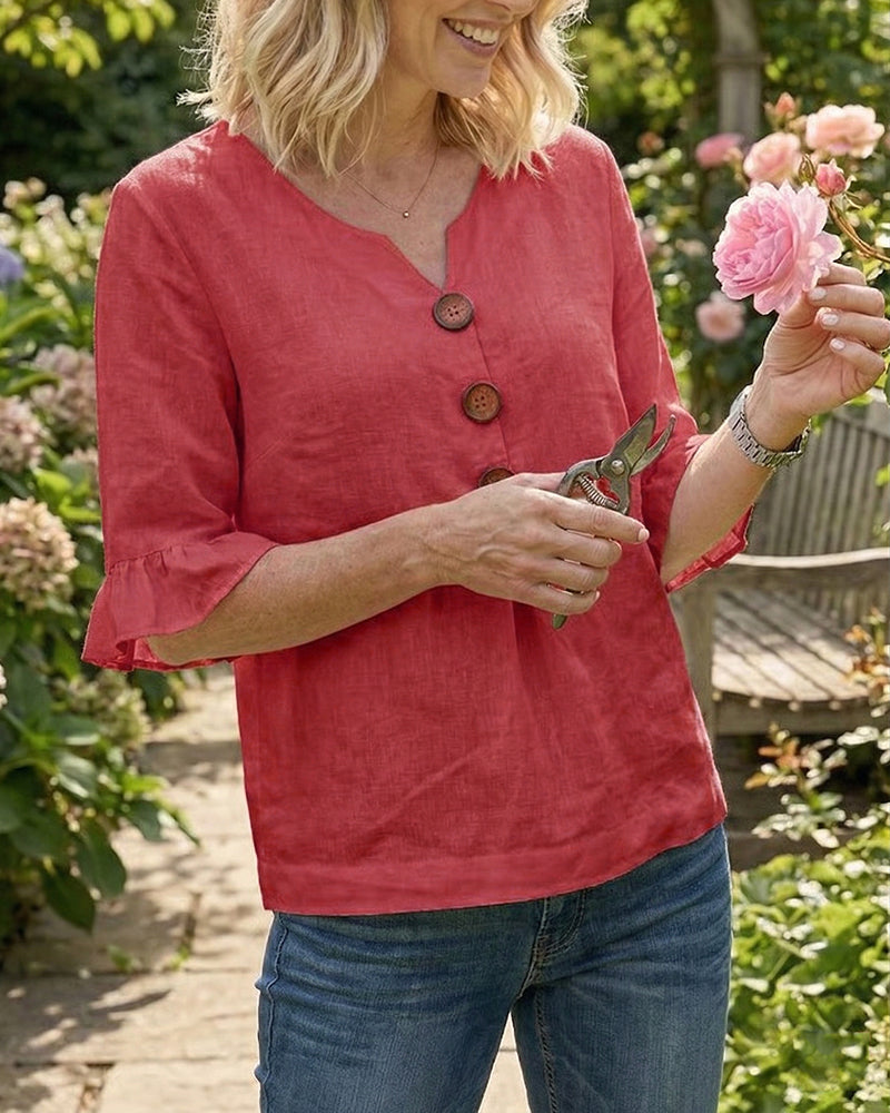 Marta | Blusa Donna con Colletto Arrotondato e Volant