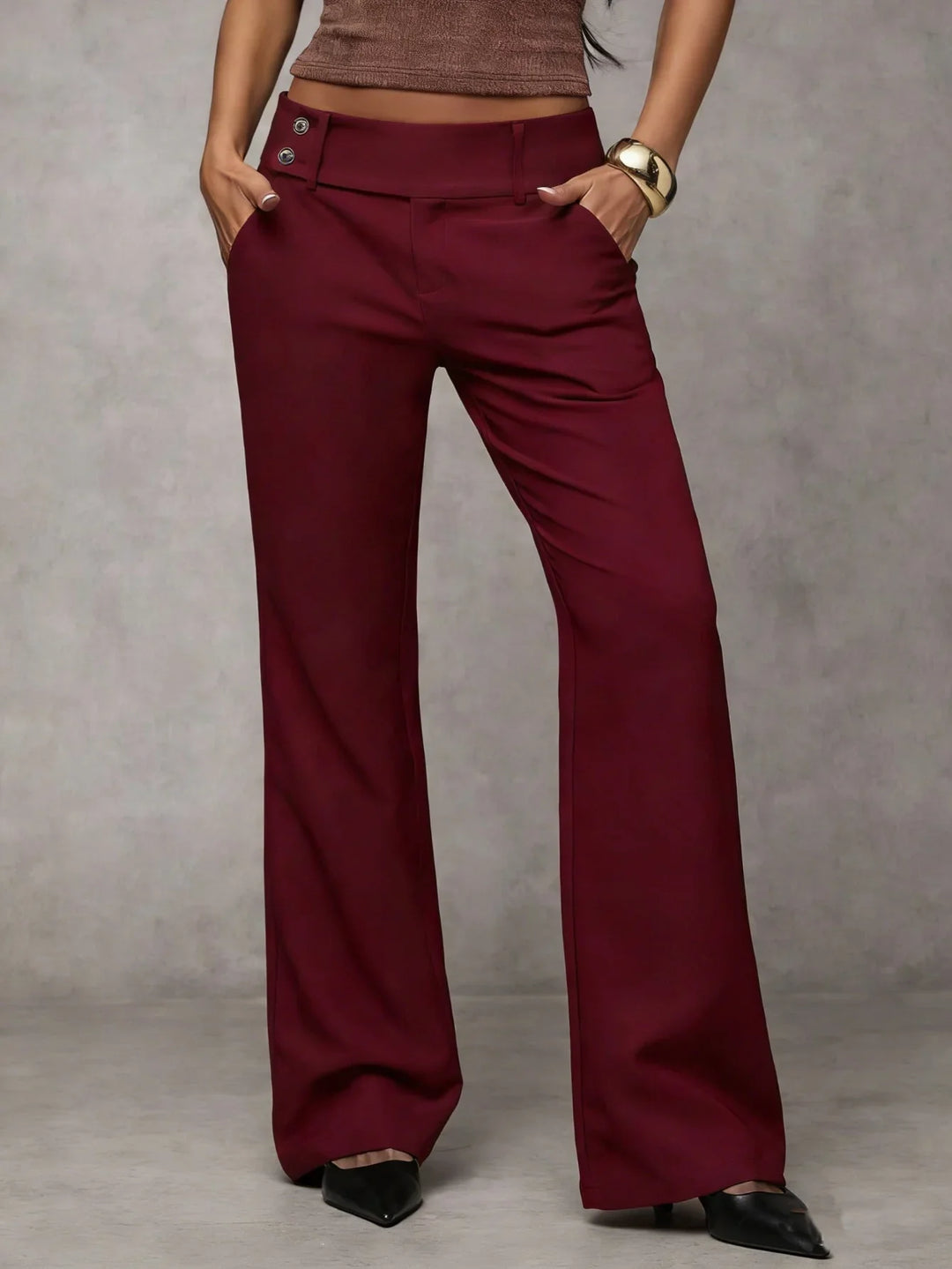 Valeria | Pantaloni Palazzo Donna con Dettaglio Bottoni