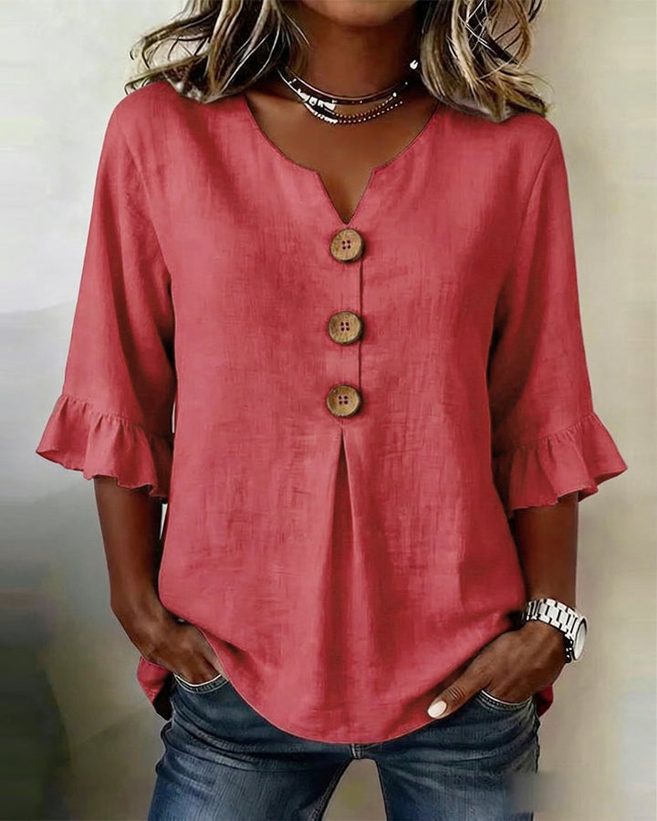 Marta | Blusa Donna con Colletto Arrotondato e Volant