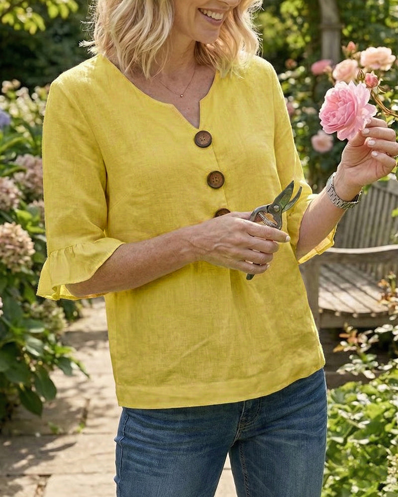 Marta | Blusa Donna con Colletto Arrotondato e Volant