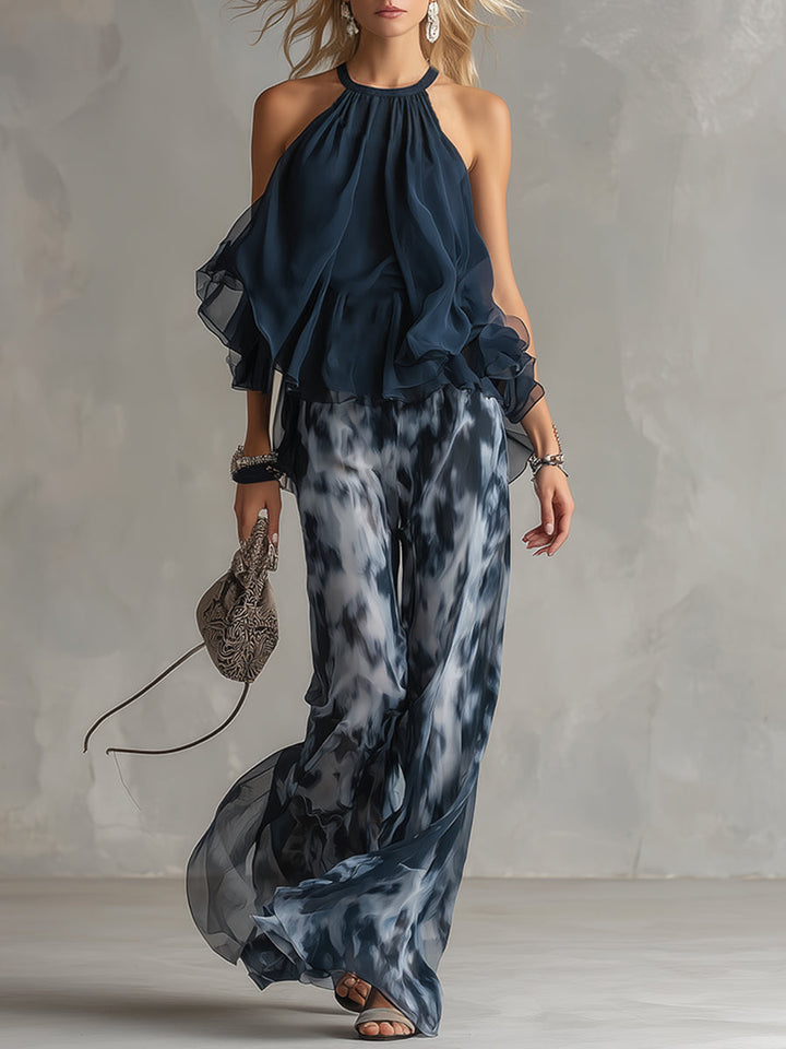 Marina | Completo Donna 2 Pezzi con Top Fluido e Pantaloni Palazzo