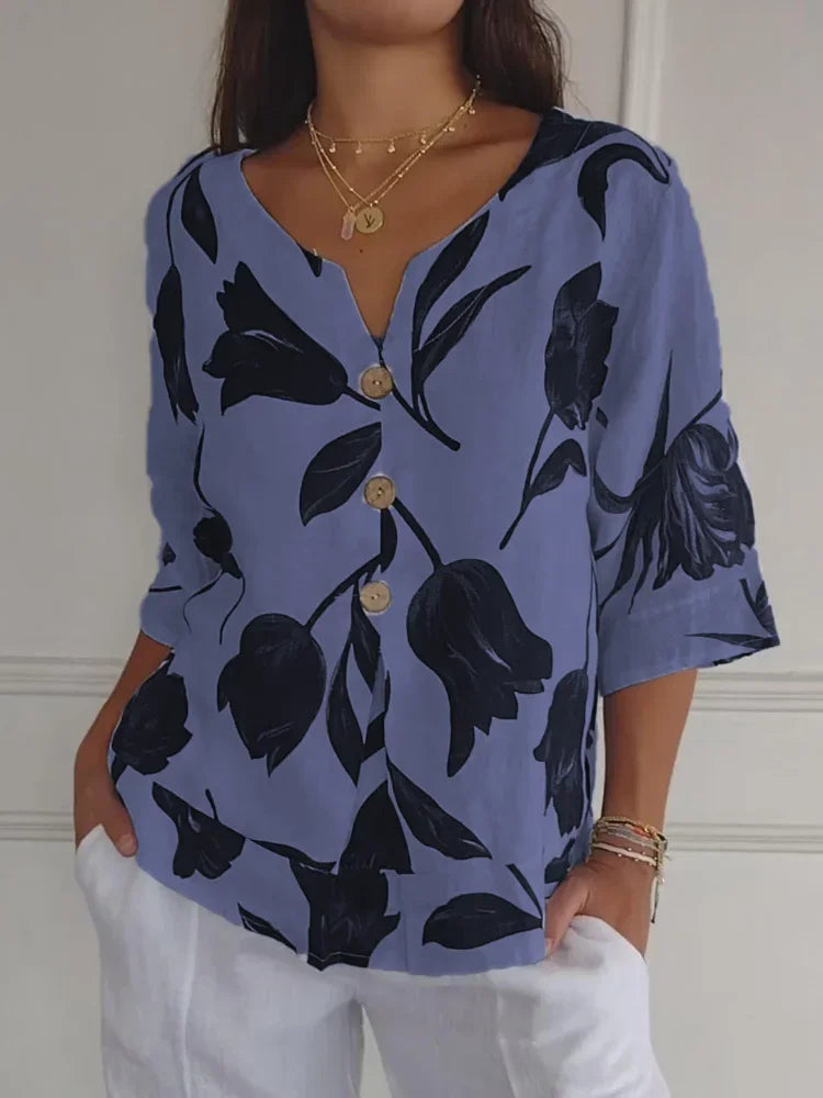 Celestina | Blusa Floreale Leggera con Scollo a V