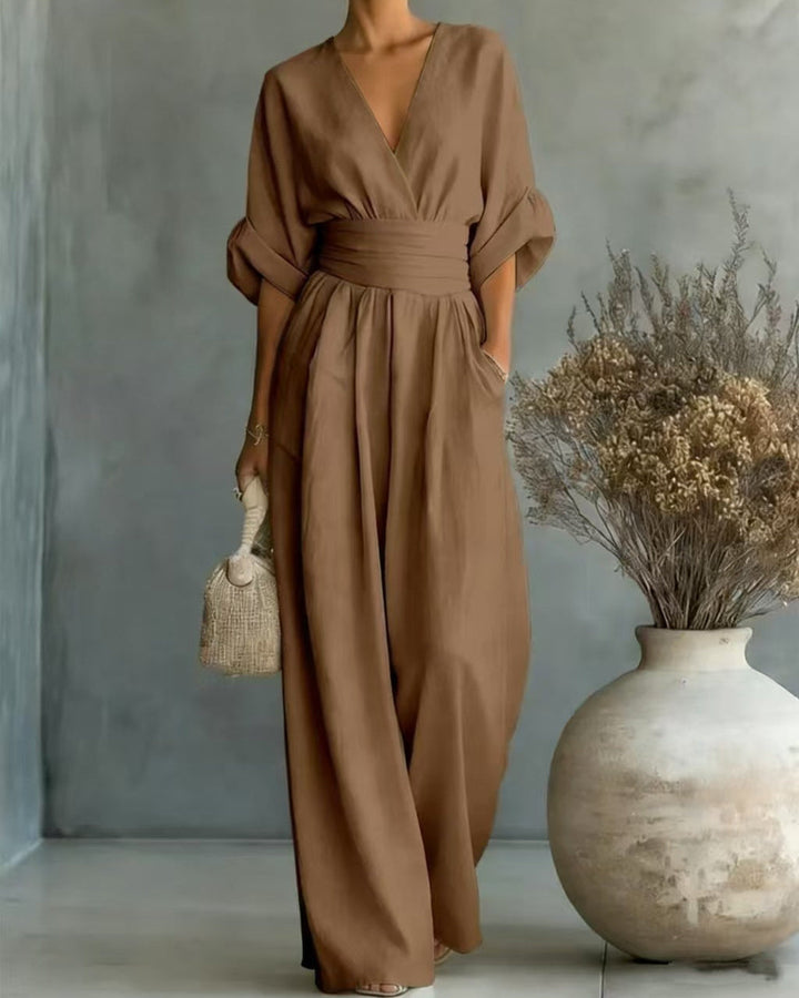 Marta | Tuta Donna Elegante con Scollo a V e Vita Alta
