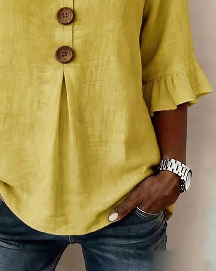Marta | Blusa Donna con Colletto Arrotondato e Volant