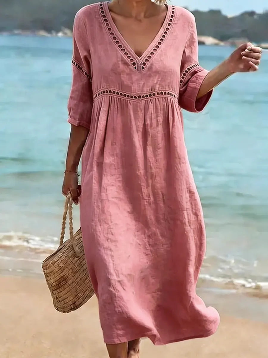 Cora | Abito Donna Midi con Scollo a V e Tasche Laterali