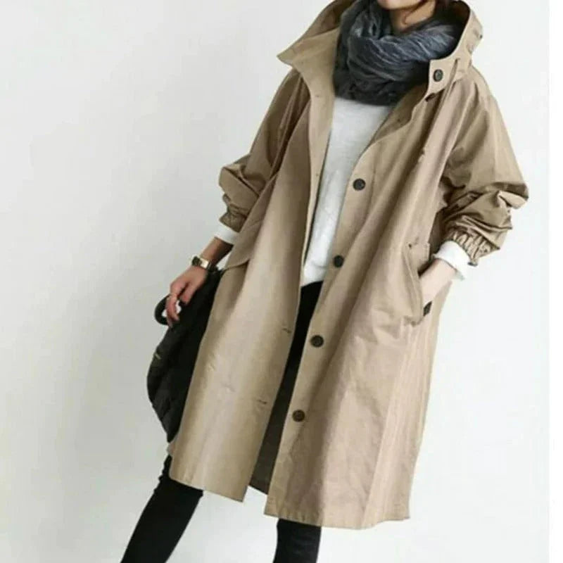 Raffaella | Cappotto Trench Lungo con Cappuccio