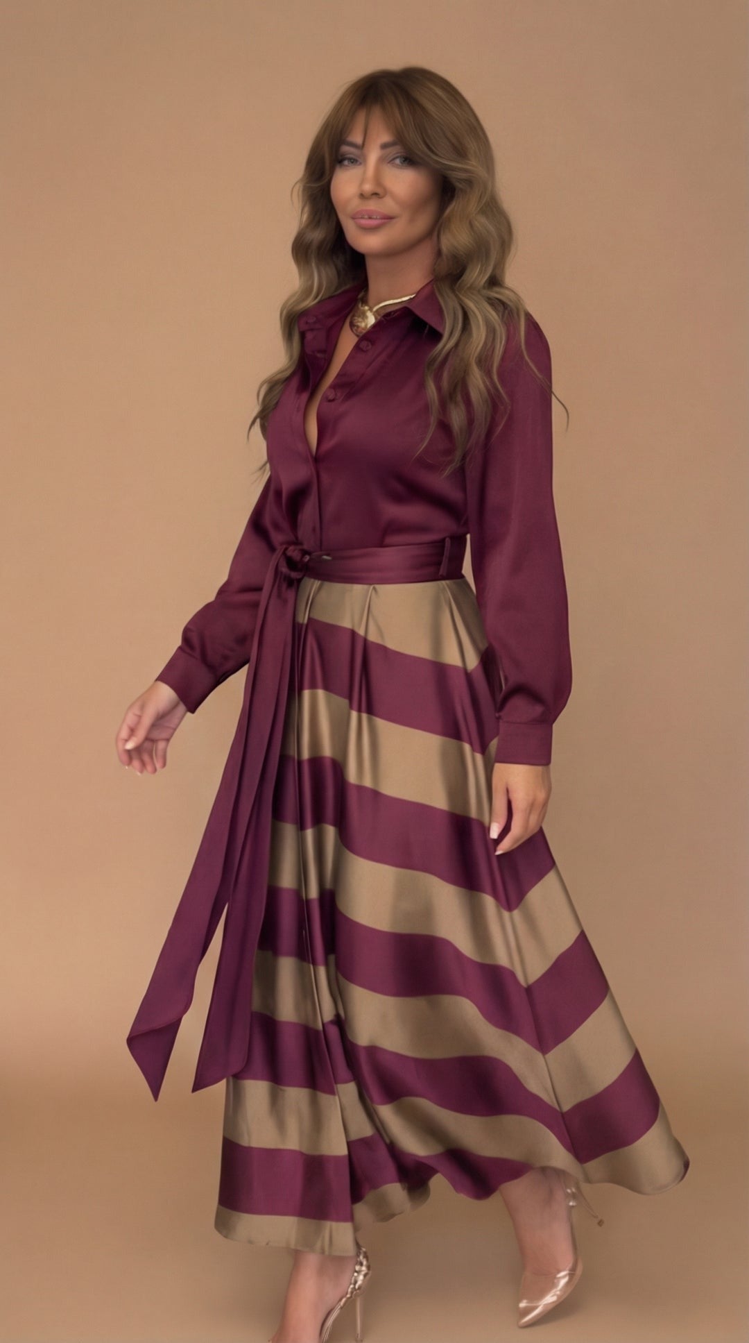 Bruna | Abito Donna Maxi a Righe Verticali
