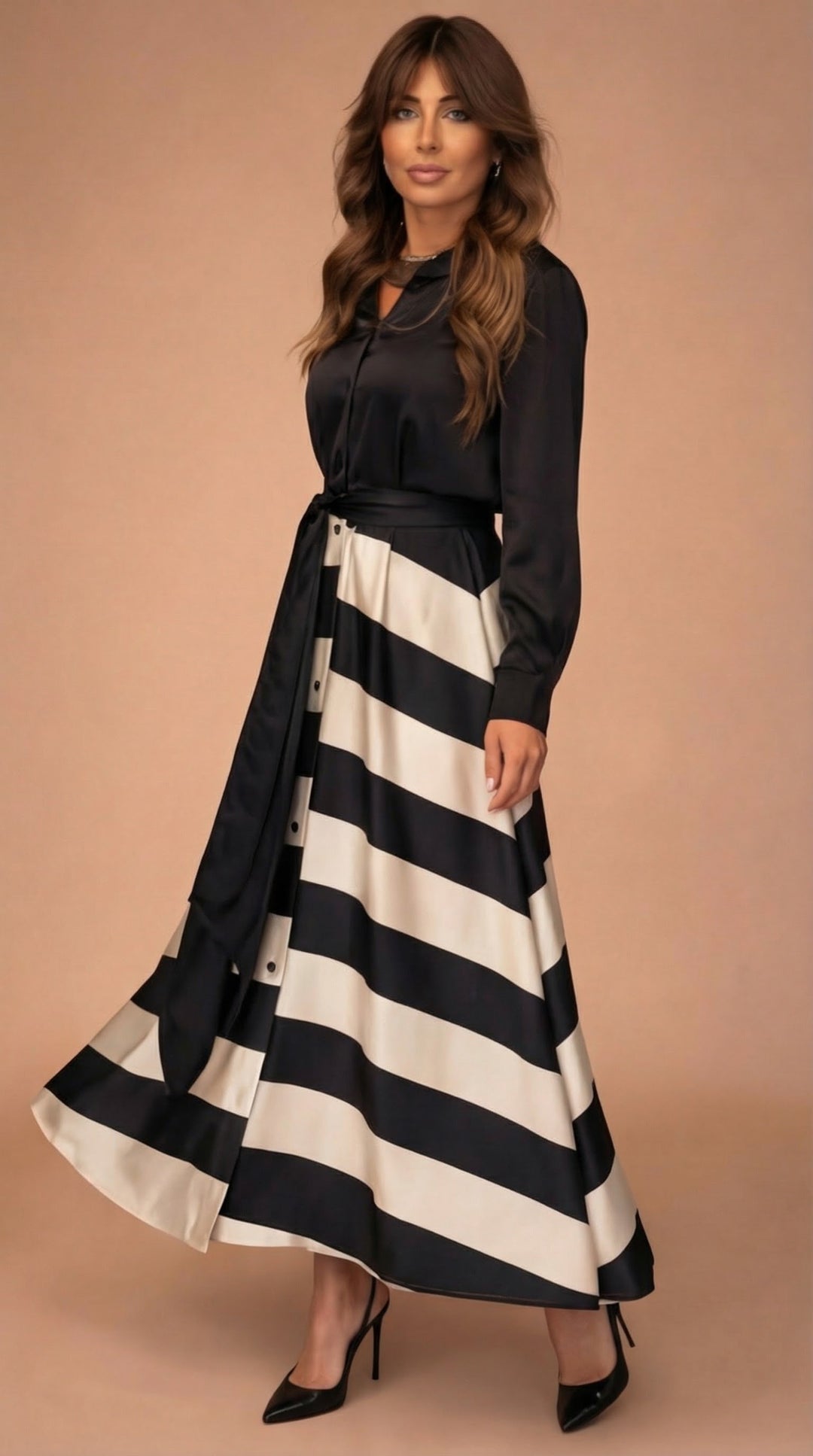 Bruna | Abito Donna Maxi a Righe Verticali