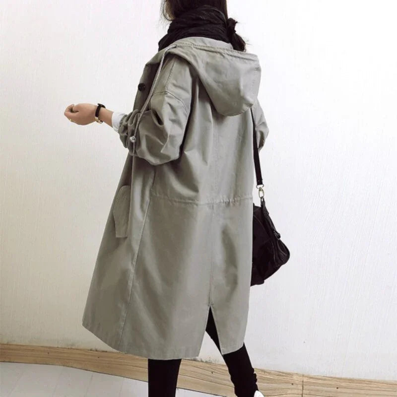 Raffaella | Cappotto Trench Lungo con Cappuccio