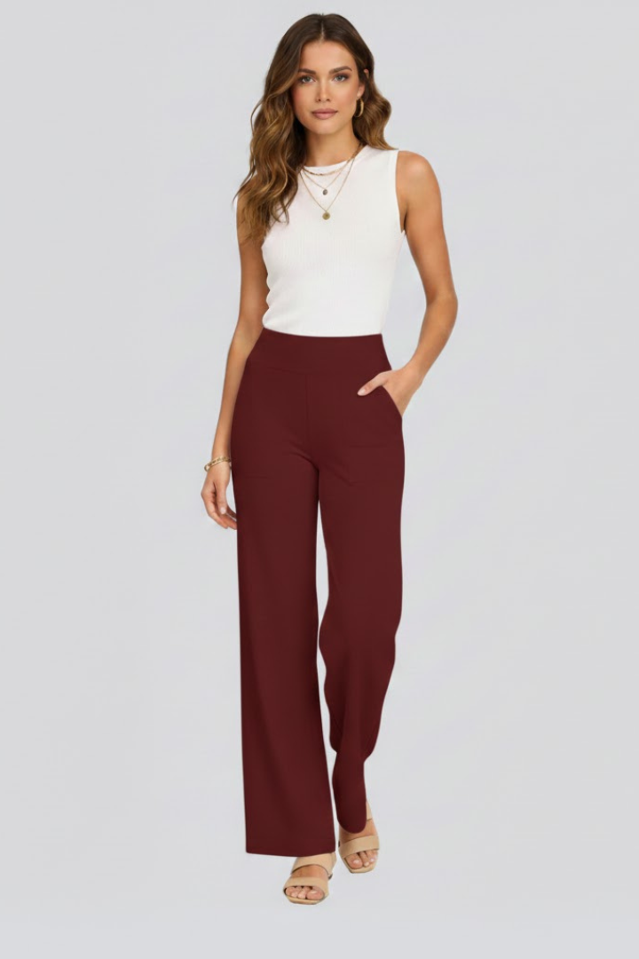 Rachele | Pantaloni Donna a Vita Alta con Gamba Larga