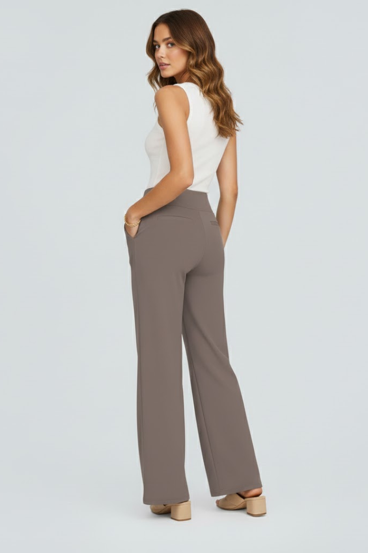 Rachele | Pantaloni Donna a Vita Alta con Gamba Larga