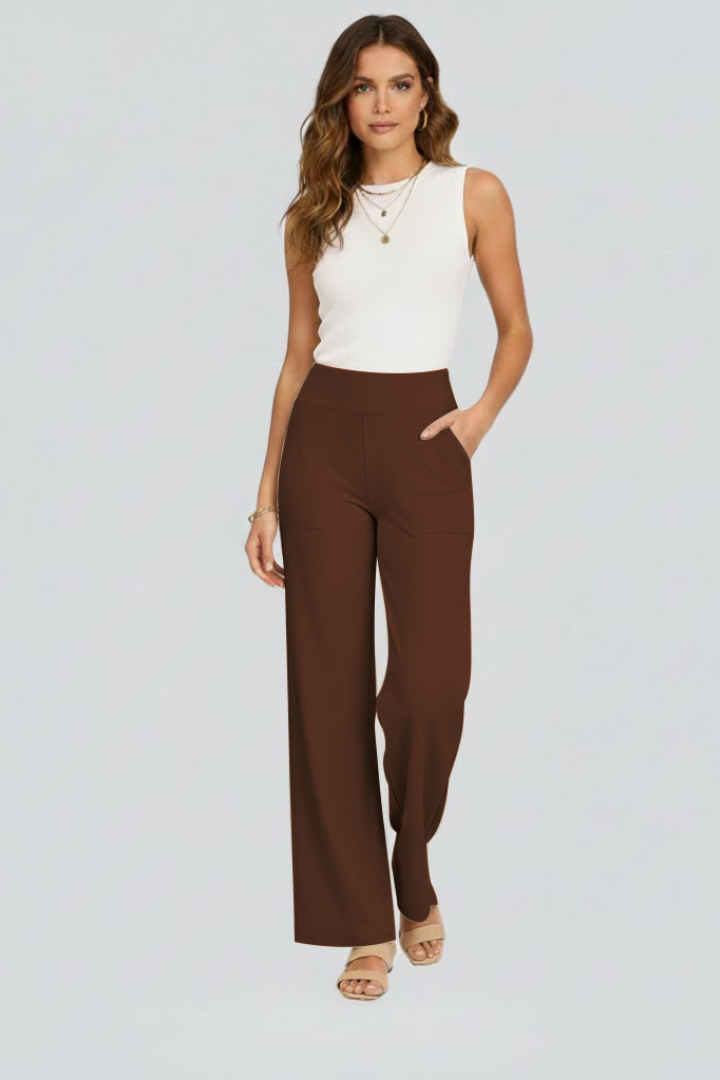Rachele | Pantaloni Donna a Vita Alta con Gamba Larga