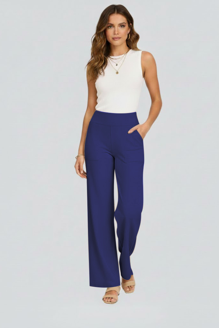 Rachele | Pantaloni Donna a Vita Alta con Gamba Larga