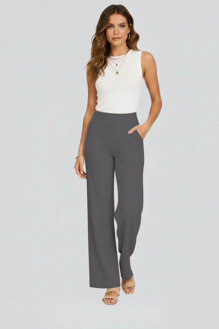 Rachele | Pantaloni Donna a Vita Alta con Gamba Larga
