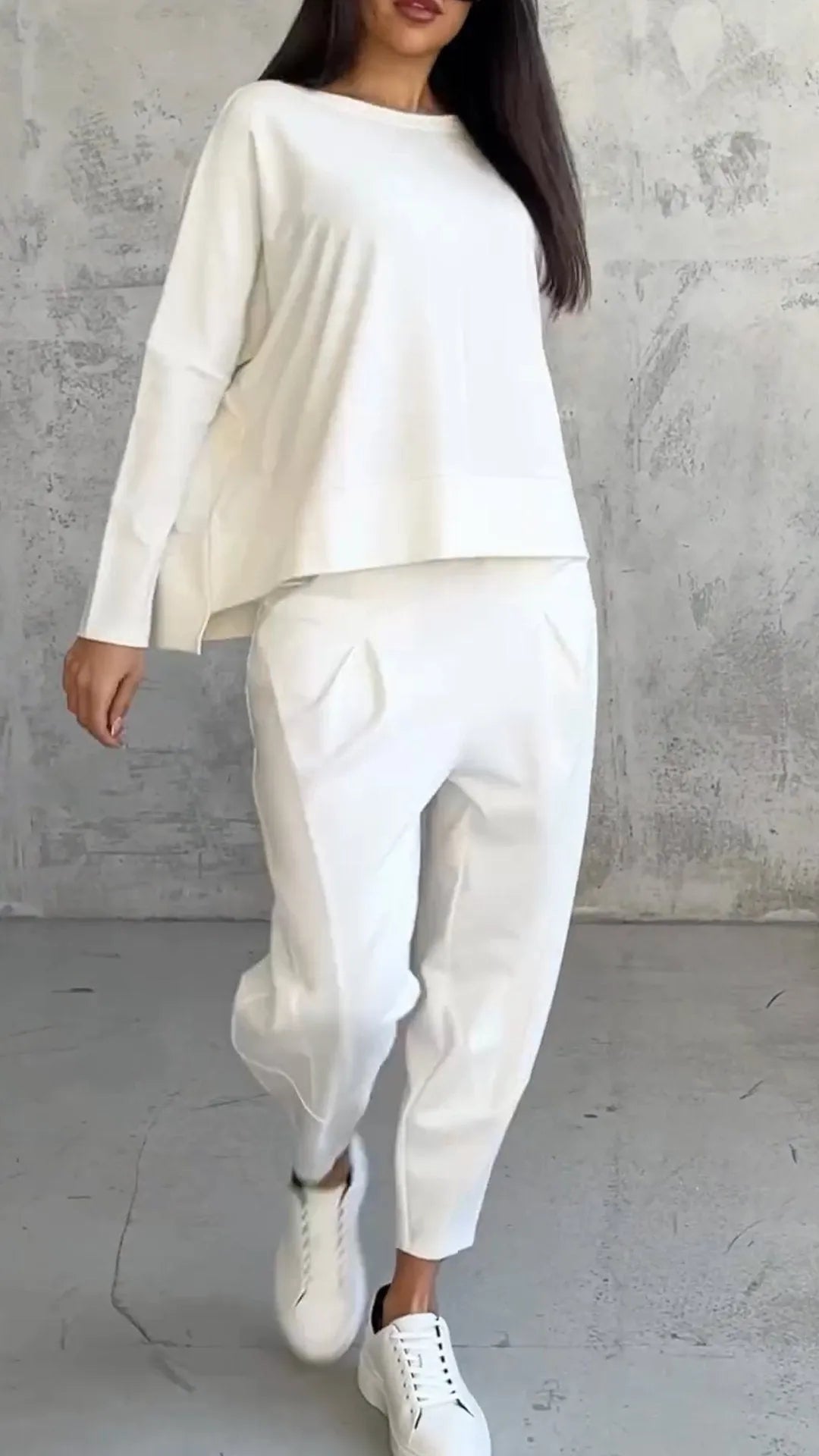Nadia | Completo Donna Due Pezzi con Top Asimmetrico e Pantaloni Relaxed