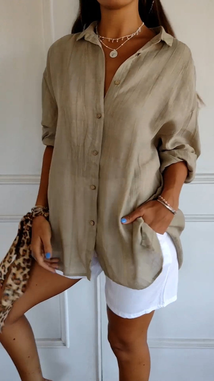 Claudia | Camicia Donna con Pieghe Frontali e Colletto Strutturato