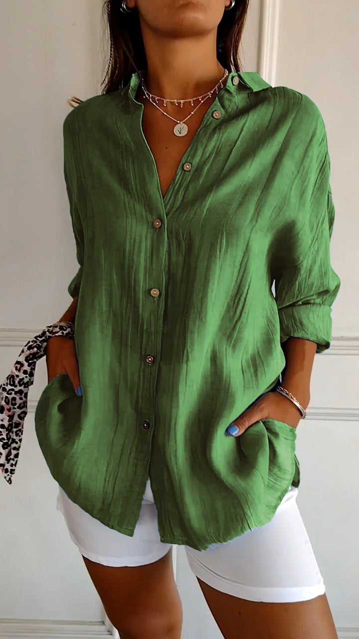 Claudia | Camicia Donna con Pieghe Frontali e Colletto Strutturato