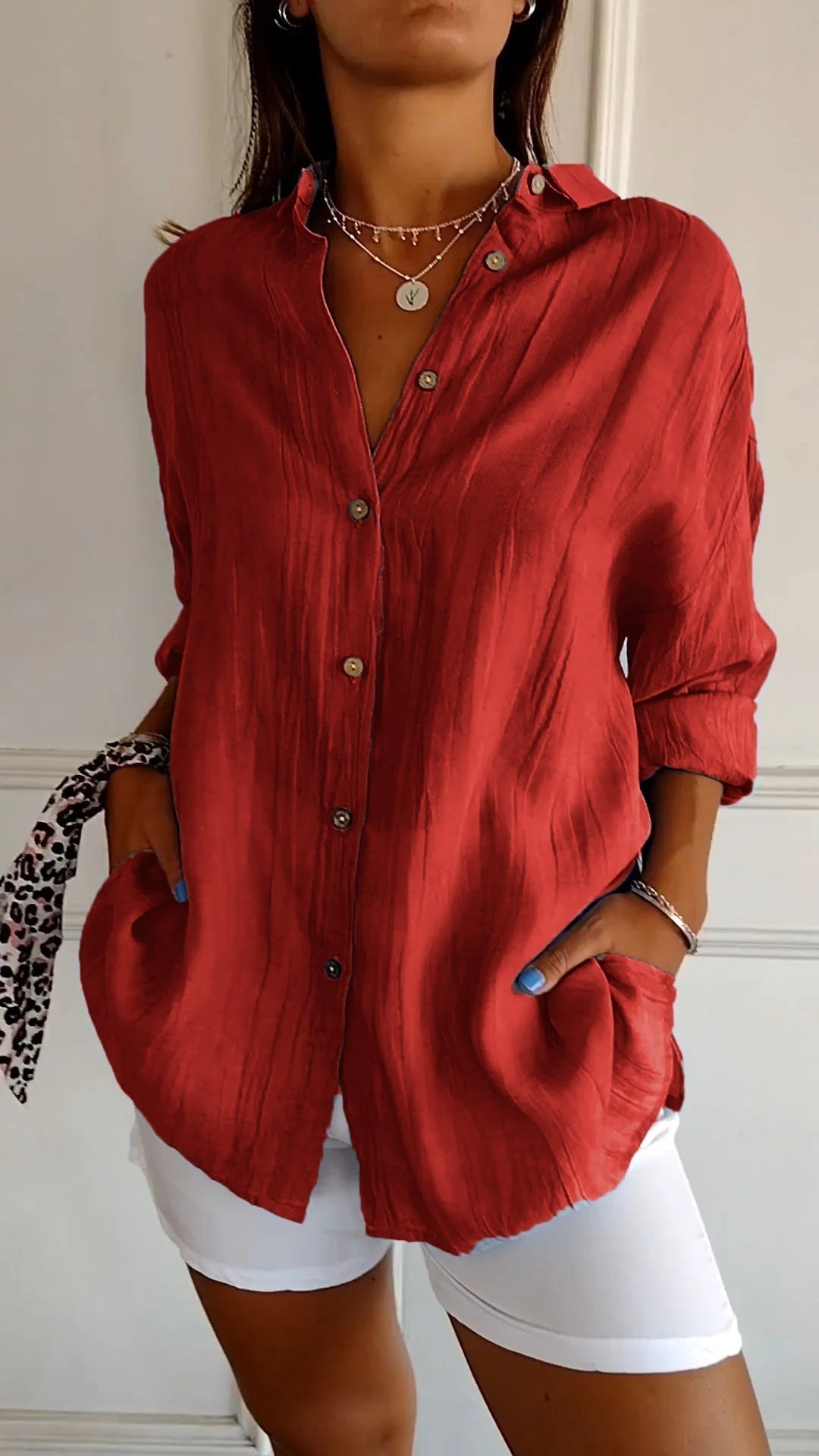 Claudia | Camicia Donna con Pieghe Frontali e Colletto Strutturato