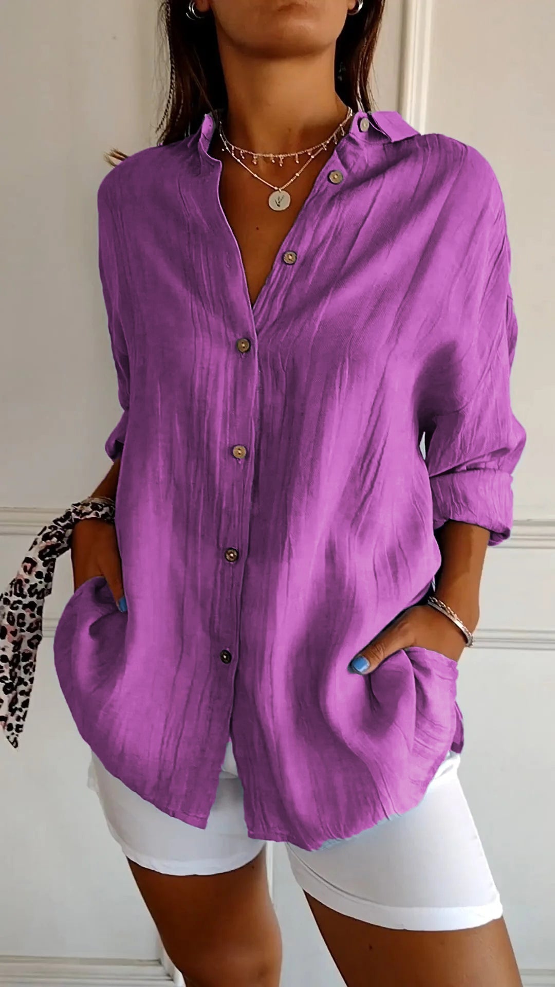 Claudia | Camicia Donna con Pieghe Frontali e Colletto Strutturato