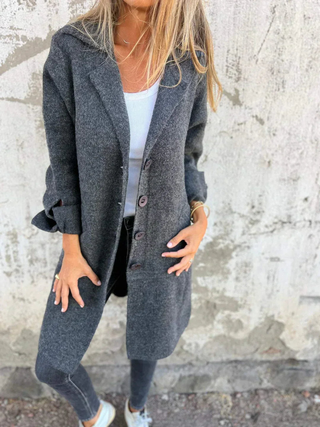 Isotta | Giacca Oversize Effetto Lana con Chiusura Monopetto