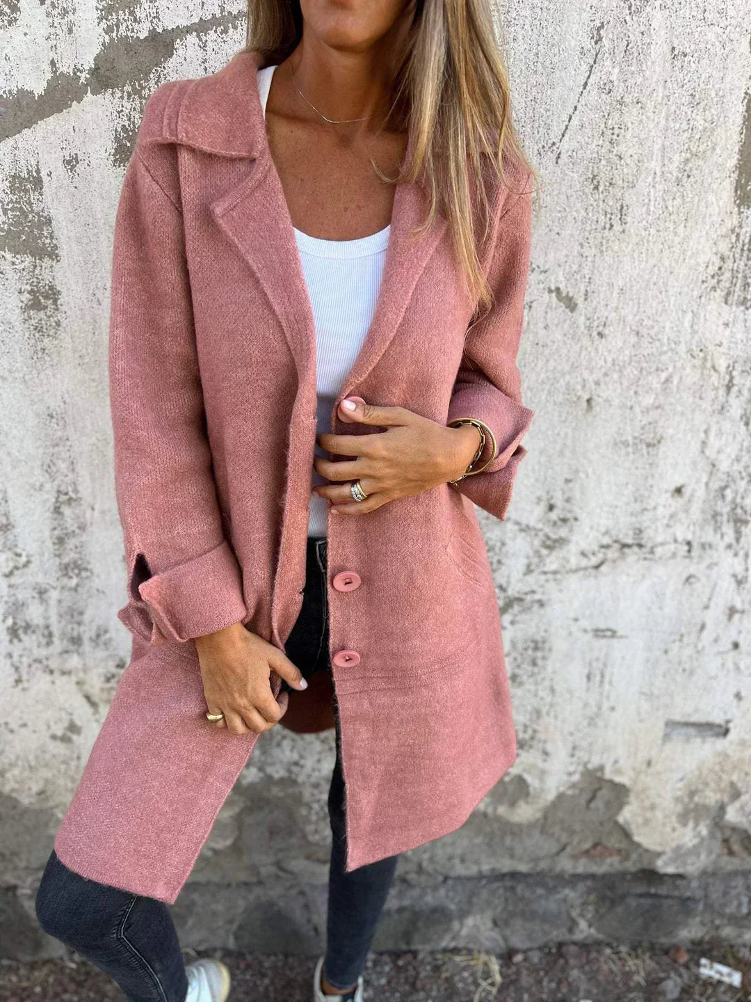 Isotta | Giacca Oversize Effetto Lana con Chiusura Monopetto