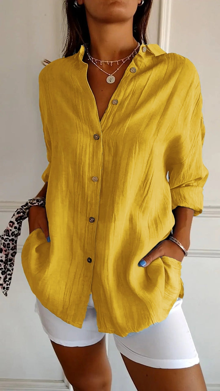 Claudia | Camicia Donna con Pieghe Frontali e Colletto Strutturato