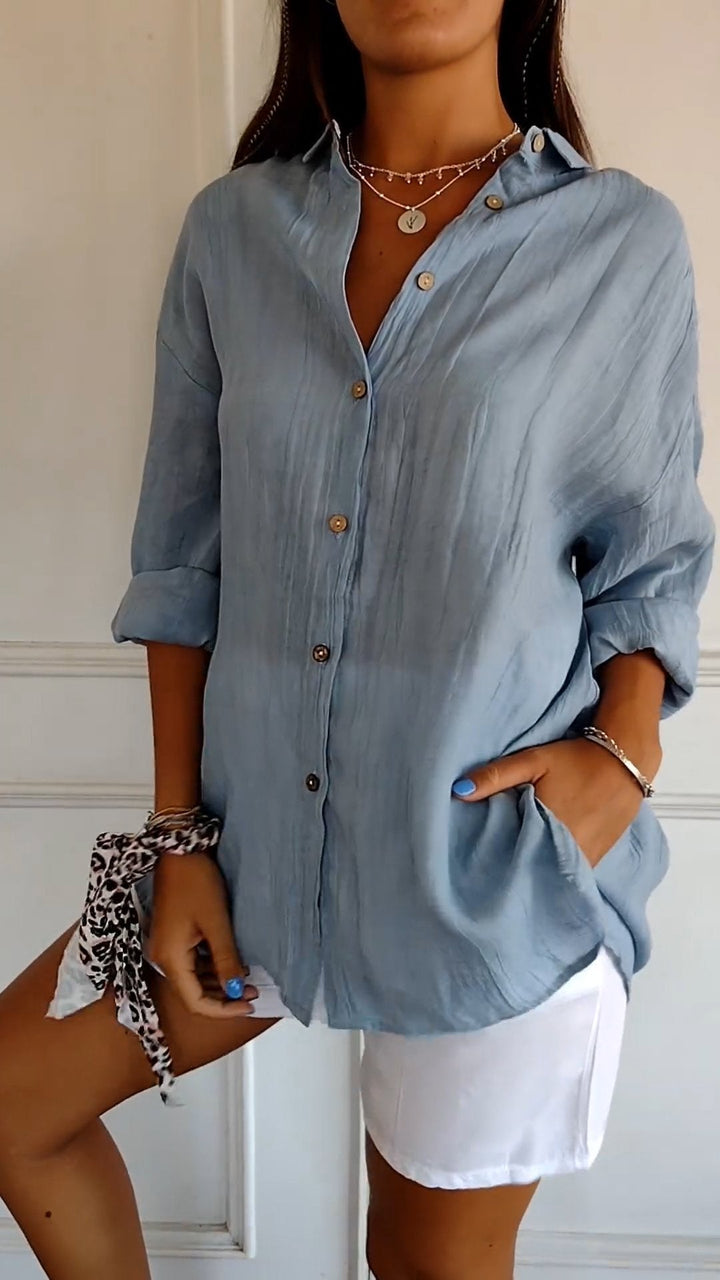 Claudia | Camicia Donna con Pieghe Frontali e Colletto Strutturato