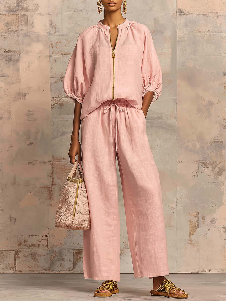 Mia | Completo Donna Casual Chic Autunno Inverno con Blusa e Pantaloni