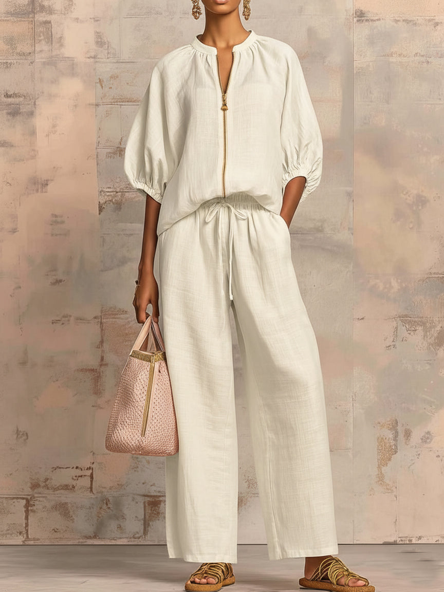 Mia | Completo Donna Casual Chic Autunno Inverno con Blusa e Pantaloni