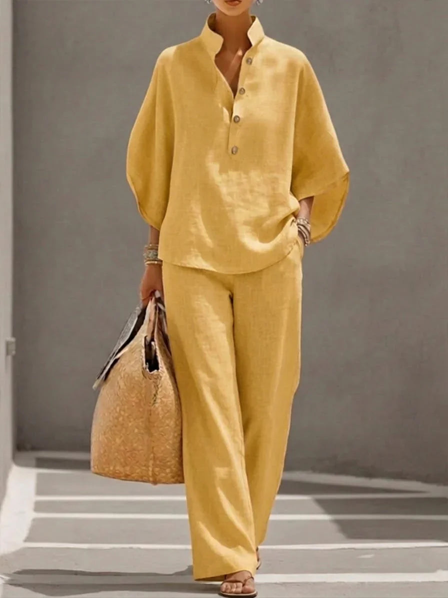 Alessandra | Completo Donna Due Pezzi con Blusa e Pantaloni Palazzo