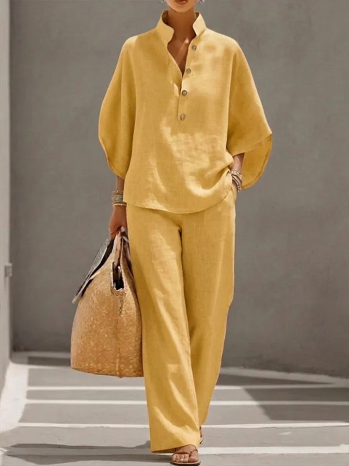 Alessandra | Completo Donna Due Pezzi con Blusa e Pantaloni Palazzo