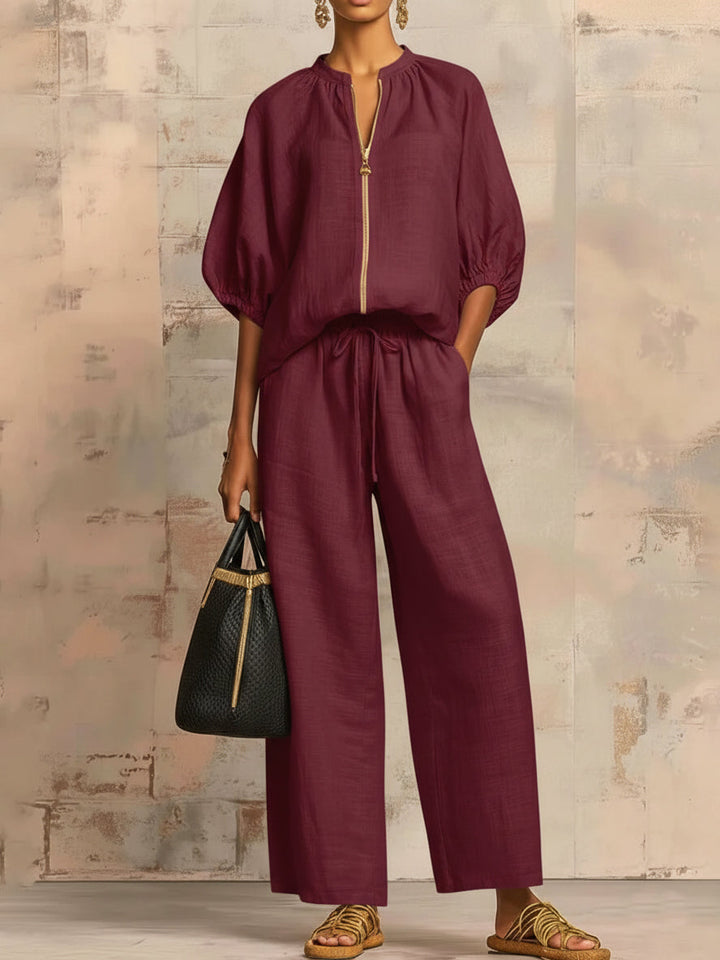 Mia | Completo Donna Casual Chic Autunno Inverno con Blusa e Pantaloni