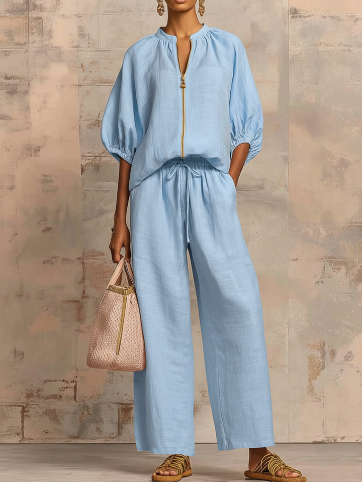 Mia | Completo Donna Casual Chic Autunno Inverno con Blusa e Pantaloni