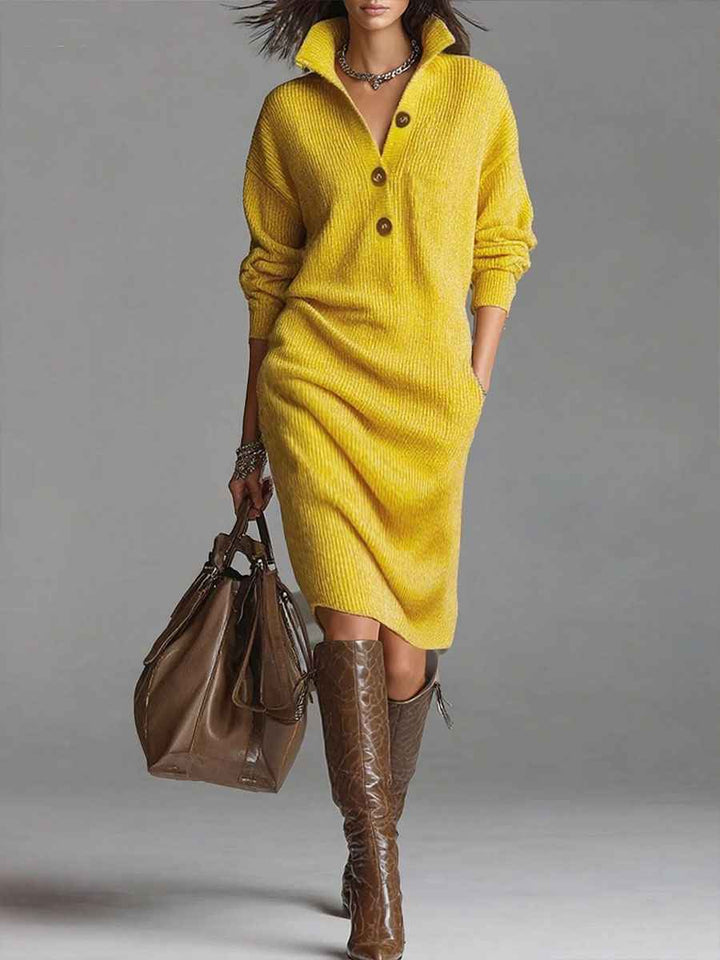 Luisa | Abito Donna Maxi con Collo Alto e Maniche Lunghe