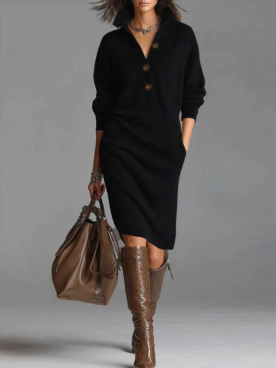 Luisa | Abito Donna Maxi con Collo Alto e Maniche Lunghe