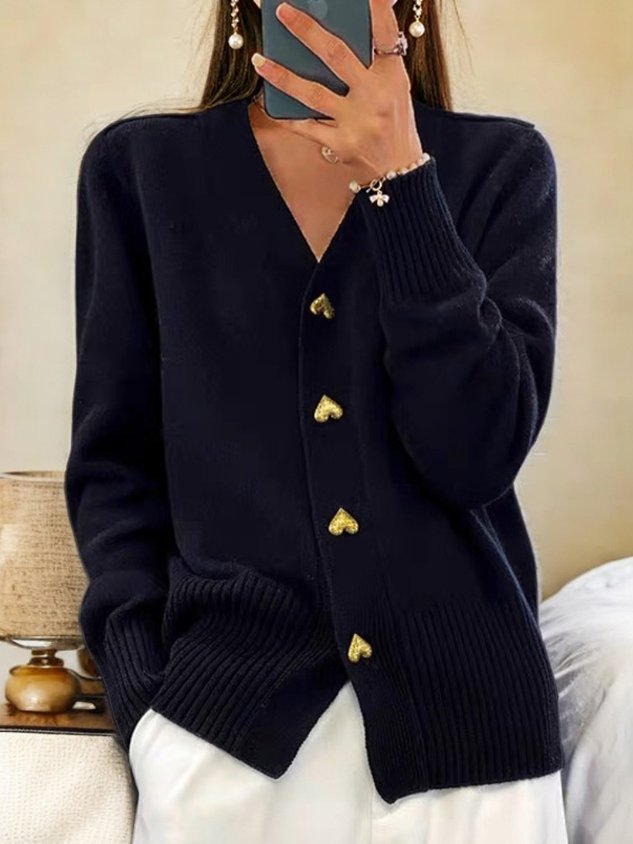 Ginevra | Cardigan Donna con Bottoni a Cuore e Scollo a V