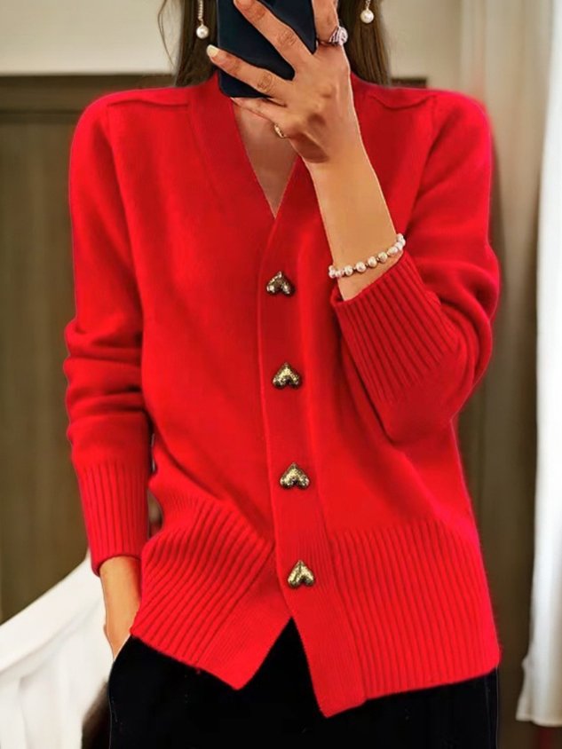 Ginevra | Cardigan Donna con Bottoni a Cuore e Scollo a V